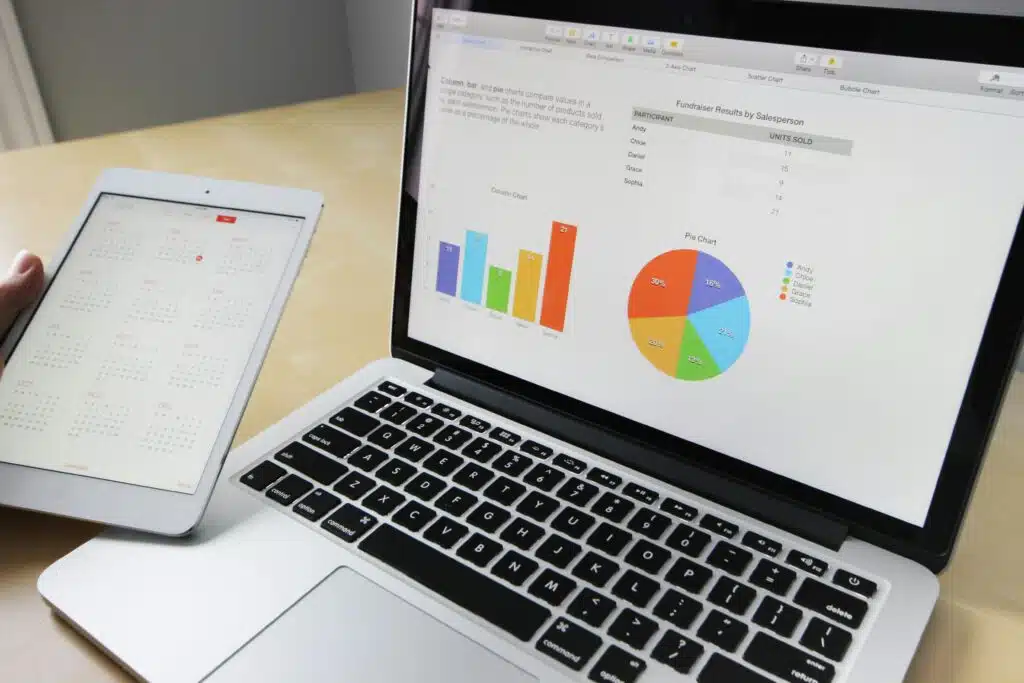 Graphiques de performance marketing sur un ordinateur