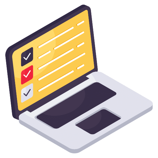 icône d'un ordinateur affichant une checklist pour la création d’un site web